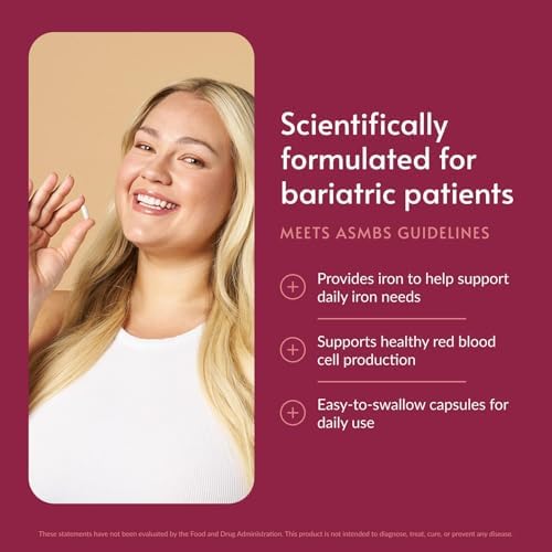 Bariatric Advantage Hierro 45 mg con Vitamina C, Tiamina y Cobre - Mayor Absorción y Utilización - Fácil Digestión para Pacientes Bariátricos - 60 - imagen 2