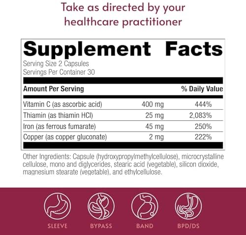 Bariatric Advantage Hierro 45 mg con Vitamina C, Tiamina y Cobre - Mayor Absorción y Utilización - Fácil Digestión para Pacientes Bariátricos - 60 - imagen 4