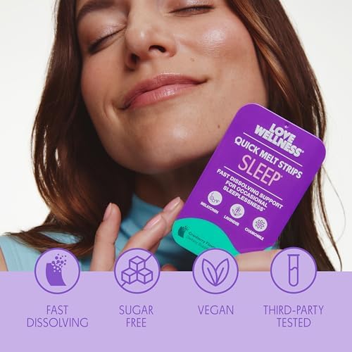Love Wellness Sleep* Tiras Rápidas para Dormir - Soporte para Sueño de Rápida Disolución con Melatonina y Botánicos Calmantes - 32 Tiras Veganas y - imagen 5