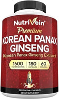 Nutrivein Ginseng Rojo Panax Coreano 1600mg – Fórmula de Fuerza Extra – 180 Cápsulas – Aumenta Energía, Enfoque Mental y Salud Inmunológica de Forma - imagen 1