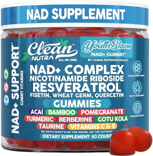 Gomitas Suplemento Juvenil Bloom NAD+ con Resveratrol, Fisetina, Germen de Trigo, Berberina, Taurina, Cúrcuma, Colágeno y más - 60 piezas de Clean - imagen 1