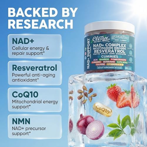 Gomitas Suplemento Juvenil Bloom NAD+ con Resveratrol, Fisetina, Germen de Trigo, Berberina, Taurina, Cúrcuma, Colágeno y más - 60 piezas de Clean - imagen 3