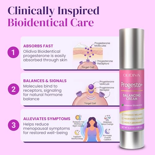 Crema Olidiva Progesto+ | Soporte Hormonal Bioidéntico y Libre de Progesterona Sintética | Para Confort en PMS y Menopausia 100g / 3.4 oz (Suministro - imagen 3