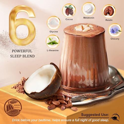 Cocoa Caliente Bunkell con Hongos Adaptógenos, Reishi, L-Theanina, Achicoria, Melatonina y Glicina, Suplemento para Sueño y Estrés, 25 Porciones - imagen 3