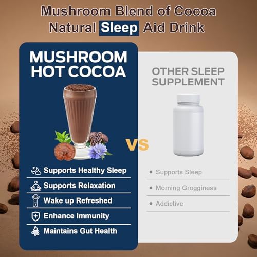 Cocoa Caliente Bunkell con Hongos Adaptógenos, Reishi, L-Theanina, Achicoria, Melatonina y Glicina, Suplemento para Sueño y Estrés, 25 Porciones - imagen 4