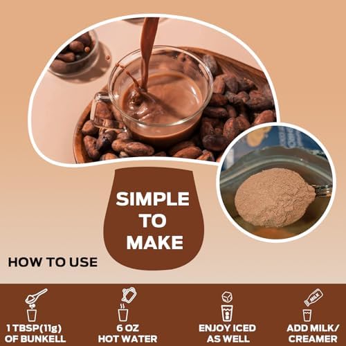 Cocoa Caliente Bunkell con Hongos Adaptógenos, Reishi, L-Theanina, Achicoria, Melatonina y Glicina, Suplemento para Sueño y Estrés, 25 Porciones - imagen 6