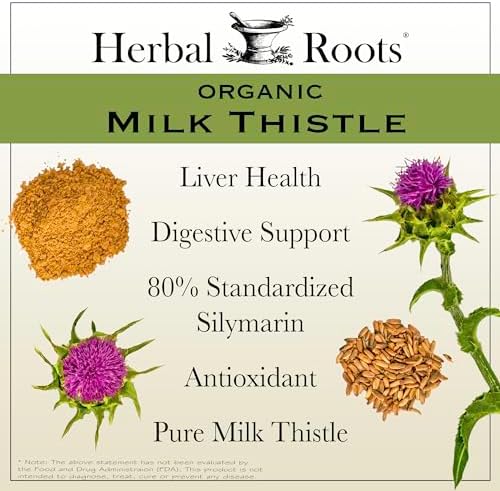 Cápsulas de Cardo Mariano Herbal Roots | Suplemento Herbal de Fuerza Extra 80% Silymarina | Hecho con Cardo Mariano Orgánico Puro | Vegano y Libre de - imagen 3