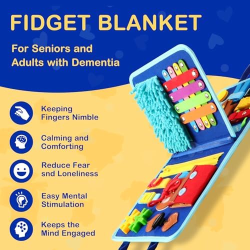 Manta Fidget para Adultos con Demencia, Actividades para Ancianos, Tablero Sensorial Multiusos, Regalos para Personas con Alzheimer y Autismo - imagen 2