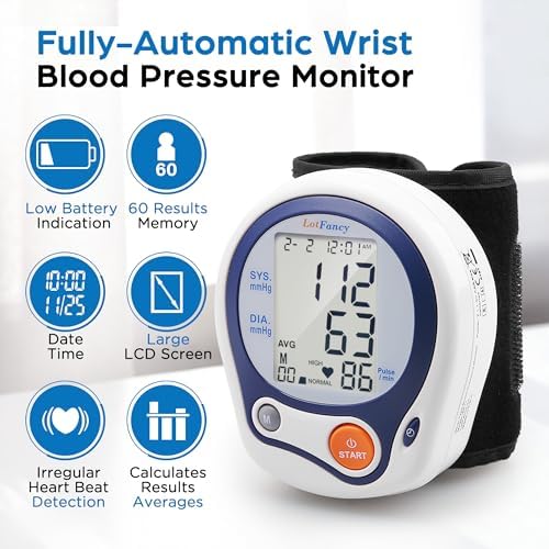Monitor de Presión Arterial en la Muñeca LotFancy para Niños, Talla 5”-8”, Digital Automático, 60 Lecturas, Incluye Funda Portátil - imagen 2