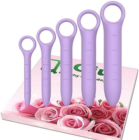 QoQiu Juego de 5 Dilatadores de Silicón para Suelo Pélvico Femenino con Escalas Finas, Masajeador y Entrenador de Músculos Pélvicos, Color Púrpura - imagen 1