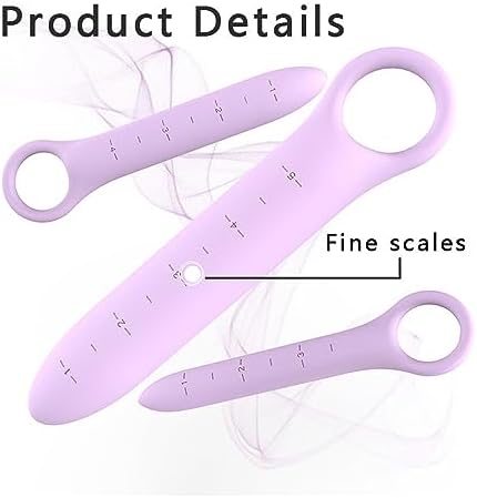 QoQiu Juego de 5 Dilatadores de Silicón para Suelo Pélvico Femenino con Escalas Finas, Masajeador y Entrenador de Músculos Pélvicos, Color Púrpura - imagen 4