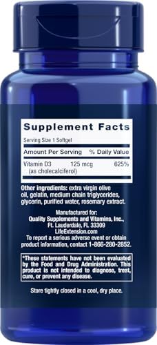 Vitamin D3 5000 IU de Life Extension, 120 Softgels (Paquete de 2) - imagen 2