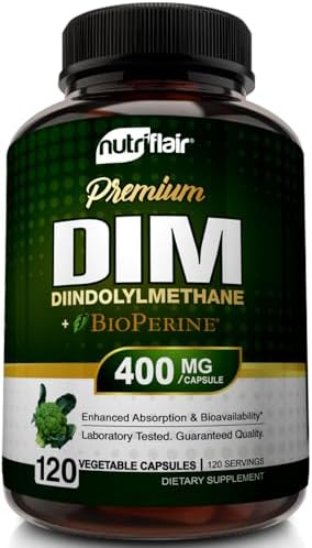 NutriFlair DIM 400mg con BioPerine, 120 Cápsulas - Suplemento de Diindolilmetano de Alta Potencia - Para Hombres y Mujeres - Vegano, No GMO - - imagen 1