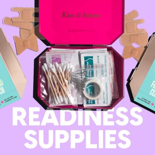 Kit de ros Auxilios BLINGSTING - 75 Suministros Esenciales, Vendajes, Toallitas, Estuche de Viaje Dorado - Kit de Emergencia Mini Multipropósito para - imagen 3