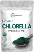 Chlorella Orgánica en Polvo, 10 Onzas, Pared Celular Rota, Rica en Proteínas y Vitaminas Veganas, Suplemento Premium Crudo, Amigable con Veganos - imagen 1
