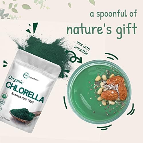 Chlorella Orgánica en Polvo, 10 Onzas, Pared Celular Rota, Rica en Proteínas y Vitaminas Veganas, Suplemento Premium Crudo, Amigable con Veganos - imagen 6