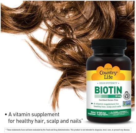 Country Life Biotina Alta Potencia 10mg - Suplemento Vegano y Sin Gluten para Piel y Uñas, Metabolismo Energético - Cápsulas de 10000mcg - imagen 5