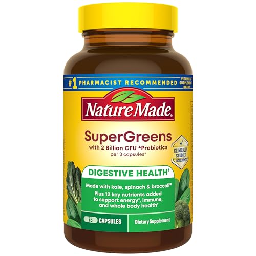 Nature Made Super Greens Cápsulas con Probióticos, 1/2 Taza de Verduras por Porción + Probióticos para la Salud Digestiva, 75 Cápsulas, Suministro - imagen 2