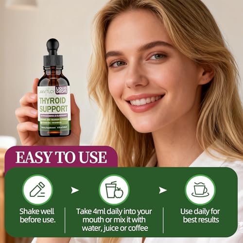 JAXVITLCY Gotas de Soporte para Tiroides con Yodo, Selenio, Zinc y L-Tirosina - Suplemento Líquido de Metabolismo y Energía con Ashwagandha y Saúco - - imagen 8