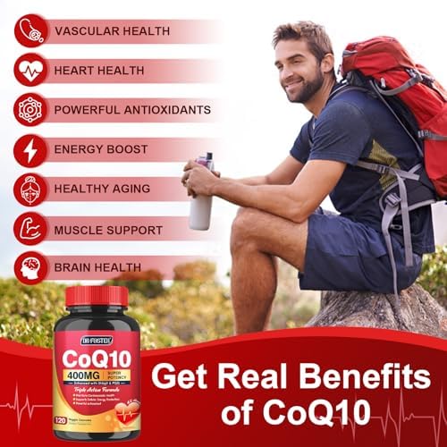 Suplementos de Coenzima Q10 DRFOSTER 400mg de Alta Absorción con PQQ, Shilajit y Vitamina E, Antioxidante Potente para la Salud del Corazón y el - imagen 5