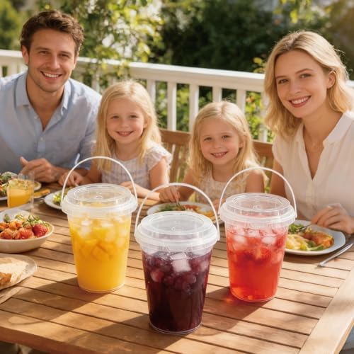 Cubetas de Plástico Transparentes TTzycc de 34 oz con Tapa y Popotes, 30 Sets Reutilizables para Café Helado, Smoothies y Fiestas en la Playa - imagen 7