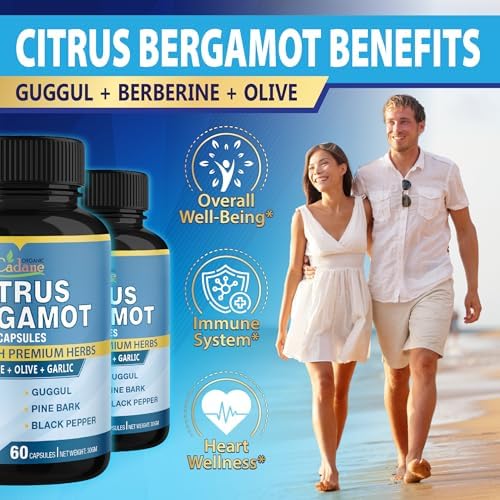 Cápsulas de Extracto de Bergamota Cítrica Cadane - 2 Paquetes con Berberina, Olivo, Guggul, Ajo, Corteza de Pino y Pimienta Negra | Suministro para 4 - imagen 4