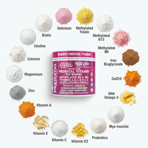 Vitamínico Prenatal Methylated Natal Glow para Mujeres - Omega 3, Folato, Vitaminas A, B12, C, D3, E, K2, Hierro, Biotina, Calcio y más de Clean Nutra - imagen 4