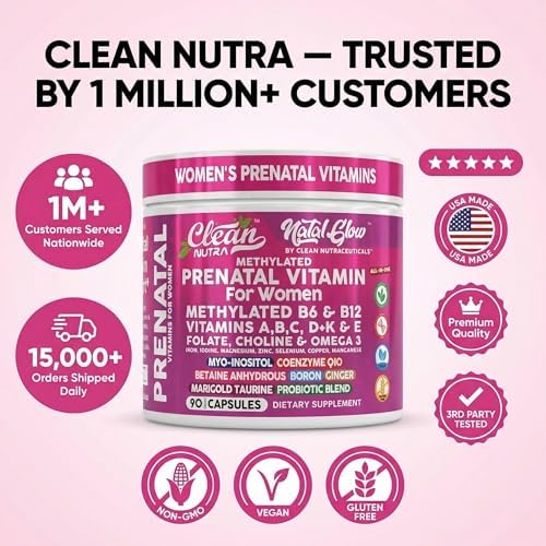 Vitamínico Prenatal Methylated Natal Glow para Mujeres - Omega 3, Folato, Vitaminas A, B12, C, D3, E, K2, Hierro, Biotina, Calcio y más de Clean Nutra - imagen 8