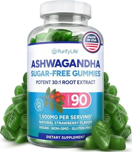 Gomitas de Ashwagandha Sin Azúcar para Estrés, Sueño y Ánimo - Extracto Potente 30:1 - Suplemento Vegano para Hombres y Mujeres, Sabor Natural, 90 - imagen 1