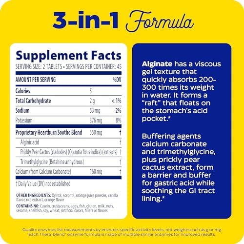 Suplemento Masticable Enzymedica Heartburn Soothe - Soporte Natural para Reflujo y Mucosa Estomacal, Equilibra Niveles de pH con Alginato, Sabor - imagen 3