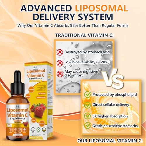 Gotas de Vitamina C Liposomal 1000mg Alta Potencia 6 en 1 con Zinc, Saúco, Glutatión y Niacina para Soporte Inmunológico y Producción de Colágeno - imagen 5