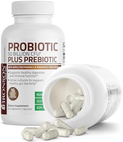 Bronson Probiótico 50 Mil Millones CFU + Prebiótico con Polifenoles de Manzana y Extracto de Piña para Hombres y Mujeres, 60 Cápsulas Vegetarianas No - imagen 7