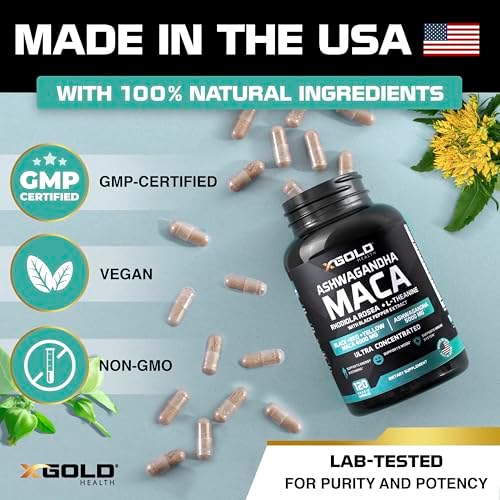 Cápsulas de Ashwagandha 5,000mg + Raíz de Maca (Negra, Roja, Amarilla) 4,000mg, Rhodiola y L-Theanina - Suplemento para Hombres y Mujeres - imagen 6