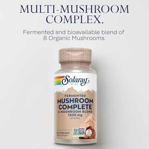 SOLARAY Suplemento de Hongos Fermentados - Chaga, Reishi, Shiitake, Cordyceps, Cola de Pavo y Melena de León - 60 VegCaps, 30 Porciones, Orgánico y - imagen 4