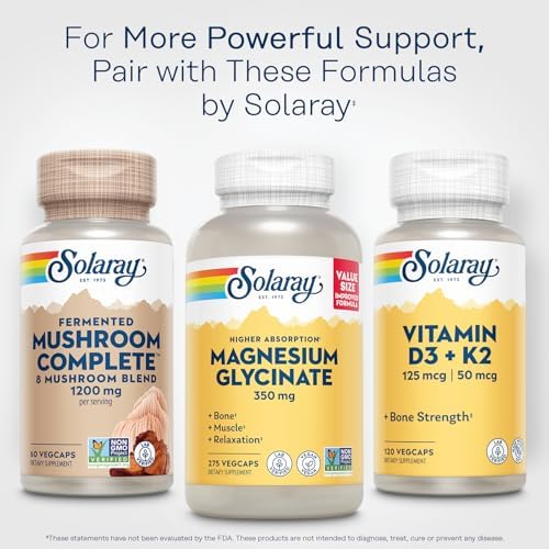 SOLARAY Suplemento de Hongos Fermentados - Chaga, Reishi, Shiitake, Cordyceps, Cola de Pavo y Melena de León - 60 VegCaps, 30 Porciones, Orgánico y - imagen 7