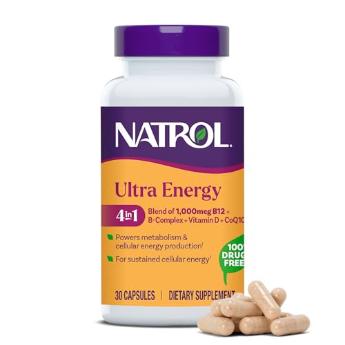 Natrol Ultra Energy Mezcla 4 en 1 1000mcg B12, Complejo de Vitaminas B, Vitamina D, Cápsulas de CoQ10 30 Ct, Vegetariano, Sin Cafeína, Apoya la - imagen 2