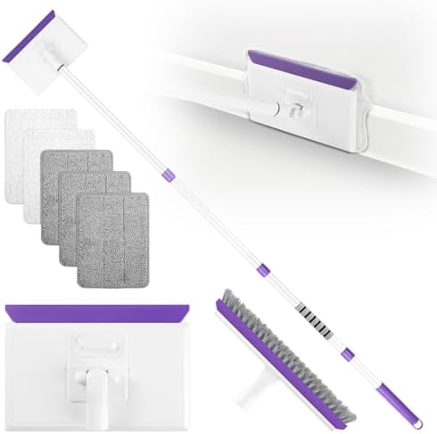 Herramienta Limpiadora de Zócalos Wlich 2.0 con Mango Extensible de 60, 5 Almohadillas Reutilizables, Color Púrpura, Ideal para Baños, Cocinas y Más - imagen 1