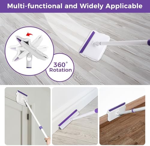 Herramienta Limpiadora de Zócalos Wlich 2.0 con Mango Extensible de 60, 5 Almohadillas Reutilizables, Color Púrpura, Ideal para Baños, Cocinas y Más - imagen 7