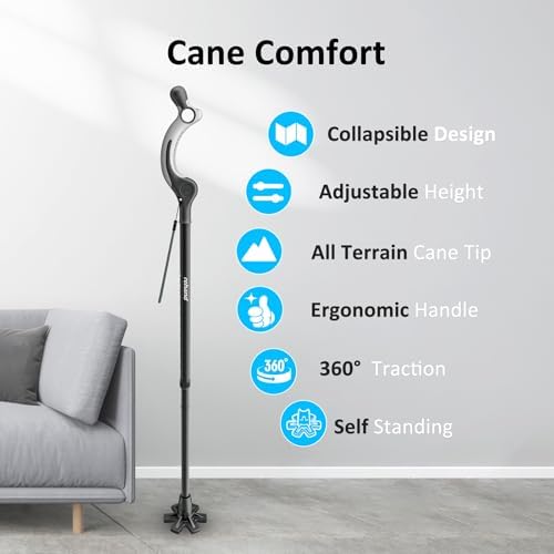 Bastón Ajustable REHAND para Personas Mayores - Agarre Ergonómico Antideslizante, 10 Alturas (40-49), Capacidad de 350lbs, Bastón Plegable y - imagen 2