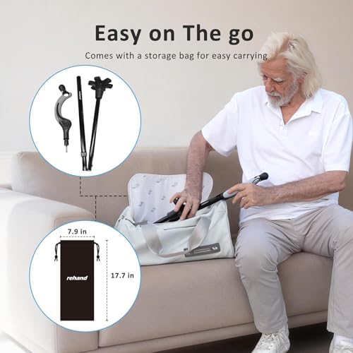 Bastón Ajustable REHAND para Personas Mayores - Agarre Ergonómico Antideslizante, 10 Alturas (40-49), Capacidad de 350lbs, Bastón Plegable y - imagen 5