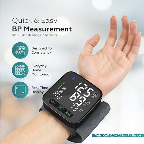 Monitor de Presión Arterial de Muñeca SimpliCare para Uso en Casa – Aprobado por la FDA, Máquina Digital de Presión, Doble Usuario, Estuche EVA - imagen 4