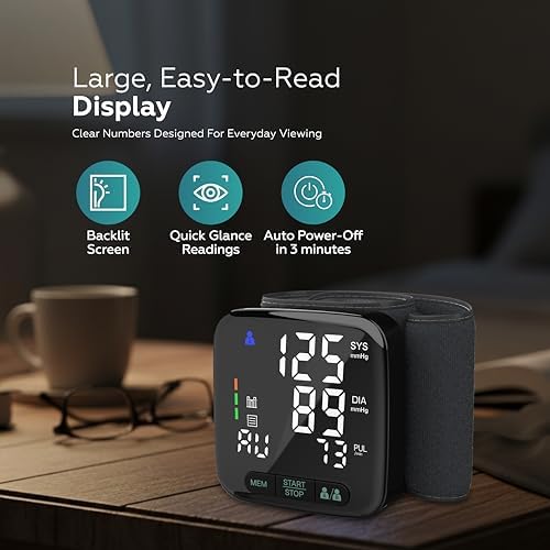 Monitor de Presión Arterial de Muñeca SimpliCare para Uso en Casa – Aprobado por la FDA, Máquina Digital de Presión, Doble Usuario, Estuche EVA - imagen 5