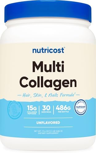 Nutricost Complejo de Proteína Multi Colágeno (Sin Sabor, 30 Porciones) - Suplemento con Biotina, Ácido Hialurónico y Péptidos de Colágeno - imagen 1