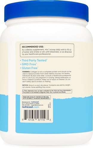 Nutricost Complejo de Proteína Multi Colágeno (Sin Sabor, 30 Porciones) - Suplemento con Biotina, Ácido Hialurónico y Péptidos de Colágeno - imagen 4