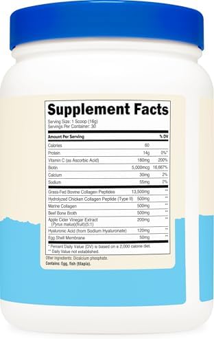 Nutricost Complejo de Proteína Multi Colágeno (Sin Sabor, 30 Porciones) - Suplemento con Biotina, Ácido Hialurónico y Péptidos de Colágeno - imagen 5