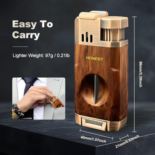 Encendedor Outdoor Todo en Uno a Prueba de Viento con Doble Llama Jet, Cortador Integrado, Recargable con Butano, Tanque de Gas Visible, Portátil - imagen 5