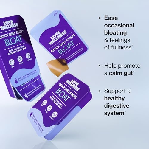 Love Wellness Bloat* Tiras Rápidas para Disolver - Soporte Digestivo con Menta, Hinojo y Comino - Alivio para la Distensión Abdominal* - Veganas y - imagen 2