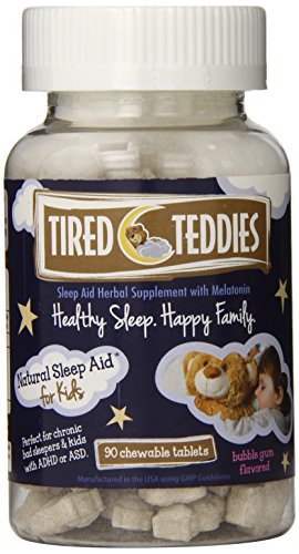 Tired Teddies Melatonina para Niños 0.3 mg Masticables - Soporte para Sueño con Manzanilla, Sabor Chicle, 90 Tabletas - imagen 2