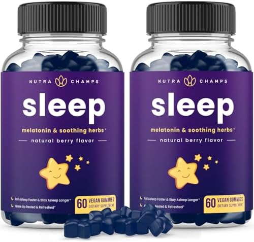 Gomitas NutraChamps para Dormir para Adultos y Niños, Melatonina con Manzanilla, Valeriana y L Teanina, Veganas, 3mg, 1.5mg o 6mg (Paquete de 2, 120 - imagen 1