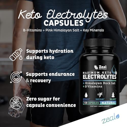 Cápsulas de Electrolitos Zeal Keto - 120 Cápsulas | Suplemento de Hidratación con B-Vitaminas y Sal Rosa del Himalaya | Potasio, Zinc, Magnesio, Sodio - imagen 4